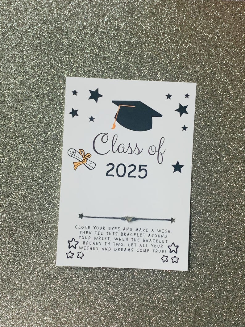 Class of 2025 Graduate Gift Wish Bracelet | Graduation Card | Graduating Class Gift Wish Bracelet