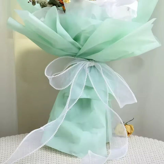 Beautiful Pearl Organza Ribbons 4cm Width Fine Mesh DIY Bowknot Handicraft Bouquet Gift Box Packaging Ribbon